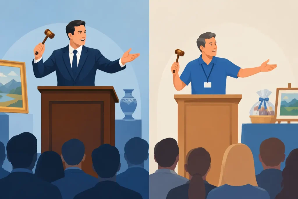 Professional Auctioneer Versus Volunteer
